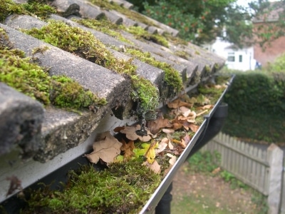 Blocked tile roof gutters