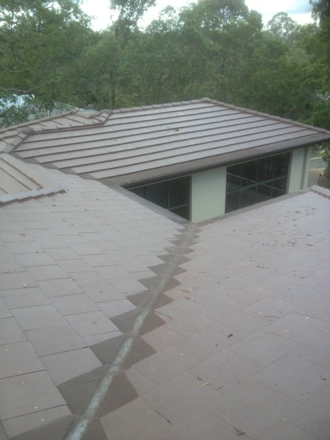 valley gutter guard on slate tile roof